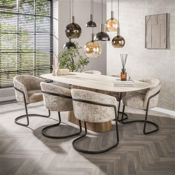Eettafel Romano Centro deens ovaal 215x105 cm / 3D keramiek travertin