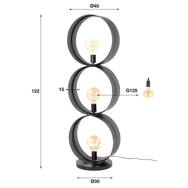 Vloerlamp 3L ring geperforeerd / Charcoal (Magazijn sale)