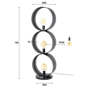 Vloerlamp 3L ring geperforeerd / Charcoal (Magazijn sale)