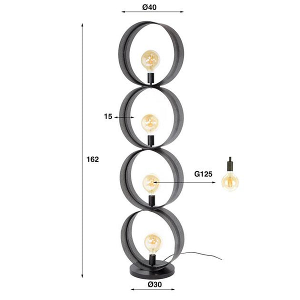 Vloerlamp 4L ring geperforeerd / Charcoal (Magazijn sale)