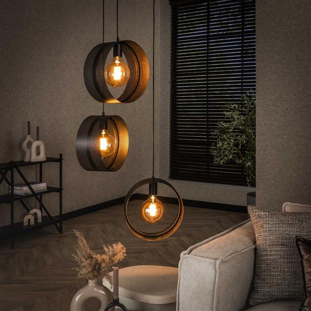 Hanglamp 3L ring geperforeerd / Charcoal (Magazijn sale)