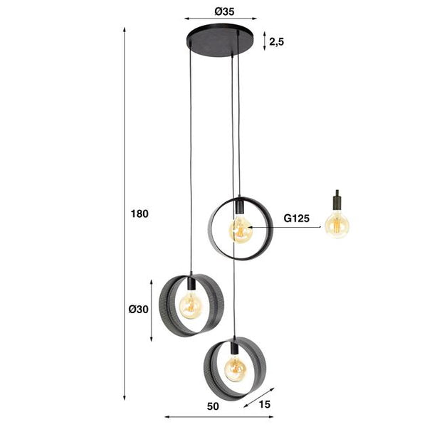 Hanglamp 3L ring geperforeerd / Charcoal (Magazijn sale)
