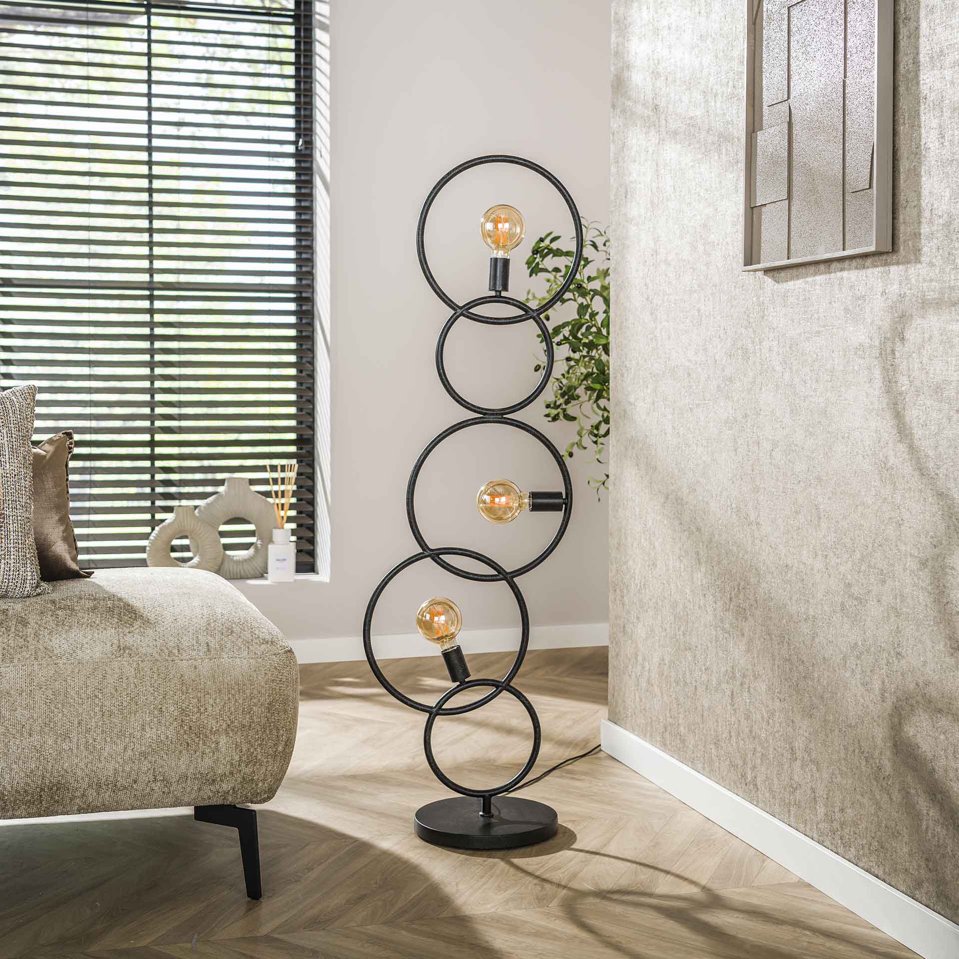 Vloerlamp 3L loop / Artic zwart