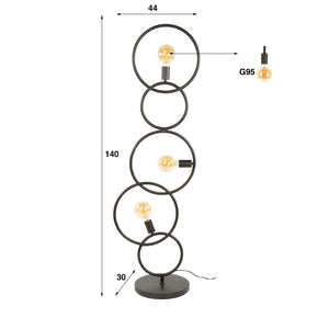 Vloerlamp 3L loop / Artic zwart