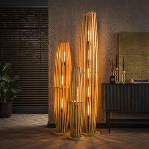 Vloerlamp 3L orbit L / Massief mango naturel