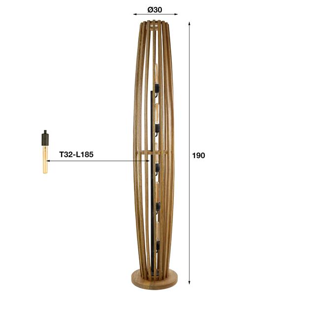 Vloerlamp 5L orbit XL / Massief mango naturel