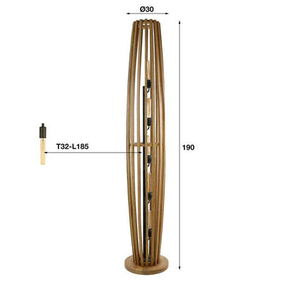 Vloerlamp 5L orbit XL / Massief mango naturel