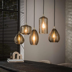 Hanglamp Stripe Glass Horizontal 5-lichts / Smoke Brown