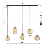 Hanglamp Stripe Glass Horizontal 5-lichts / Smoke Brown