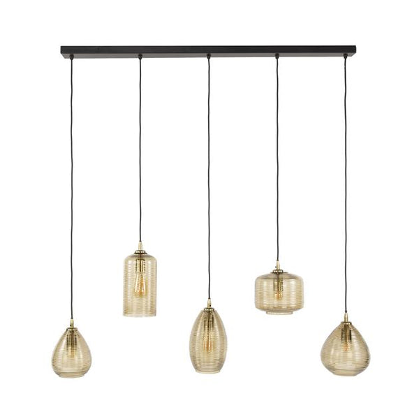 Hanglamp Stripe Glass Horizontal 5-lichts / Smoke Brown