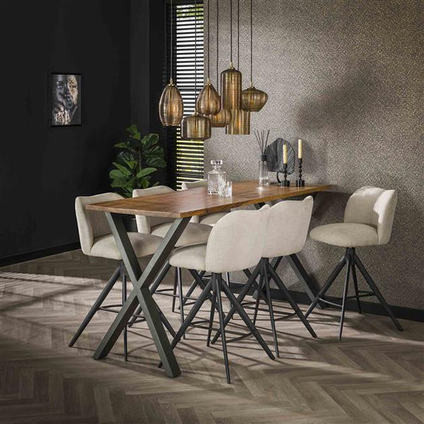 Hanglamp 4+3 stripe glass horizontal / Amberkleurig glas