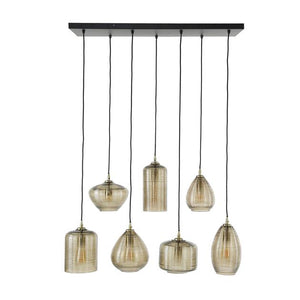 Hanglamp 4+3 stripe glass horizontal / Amberkleurig glas