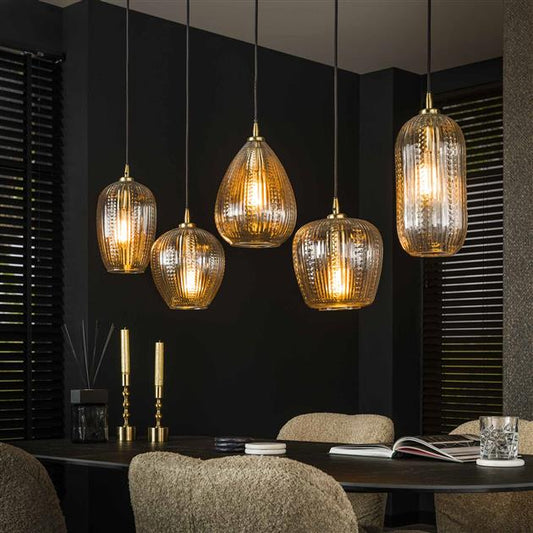 Hanglamp 5L diamond grain mix / Diamond glass