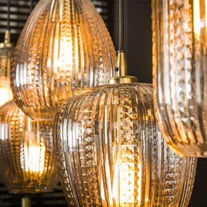 Hanglamp 5L diamond grain mix / Diamond glass