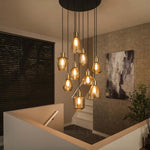 Hanglamp 9L leaf getrapt / Amberkleurig glas (Magazijn sale)