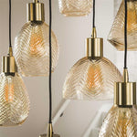 Hanglamp 9L leaf getrapt / Amberkleurig glas (Magazijn sale)