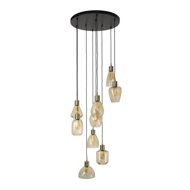 Hanglamp 9L leaf getrapt / Amberkleurig glas (Magazijn sale)