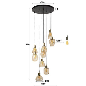 Hanglamp 9L leaf getrapt / Amberkleurig glas (Magazijn sale)