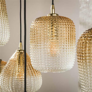 Hanglamp 5+4 dot pattern / Amberkleurig glas