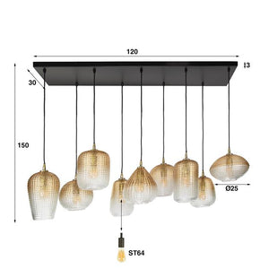 Hanglamp 5+4 dot pattern / Amberkleurig glas
