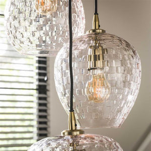 Hanglamp 5L patch pattern getrapt / Diamond glass