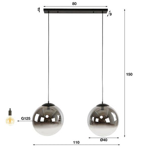 Hanglamp 2L bubble shaded XL / Artic zwart
