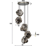 Hanglamp 5L rock getrapt / Chromed glas