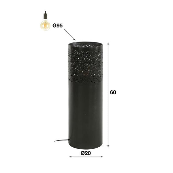 Vloerlamp Ø20 cilinder 60cm / Zwart nikkel