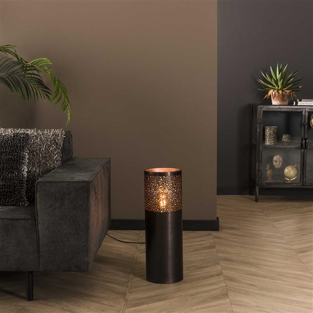 Vloerlamp Ø20 cilinder 60cm / Zwart nikkel