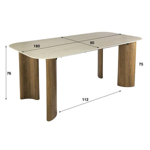 Eettafel Romano Curvo 180x90 cm / Keramiek travertin