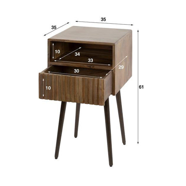 Nachtkastje Carve 1 lade  / Massief acacia drift brown