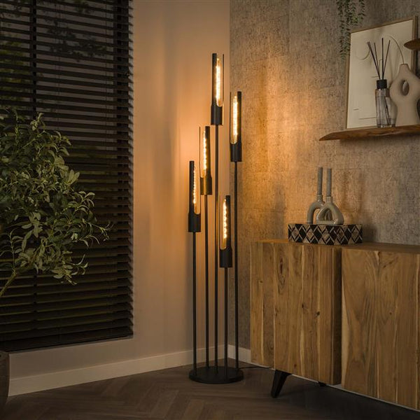 Vloerlamp 5L getrapt tube / Artic zwart