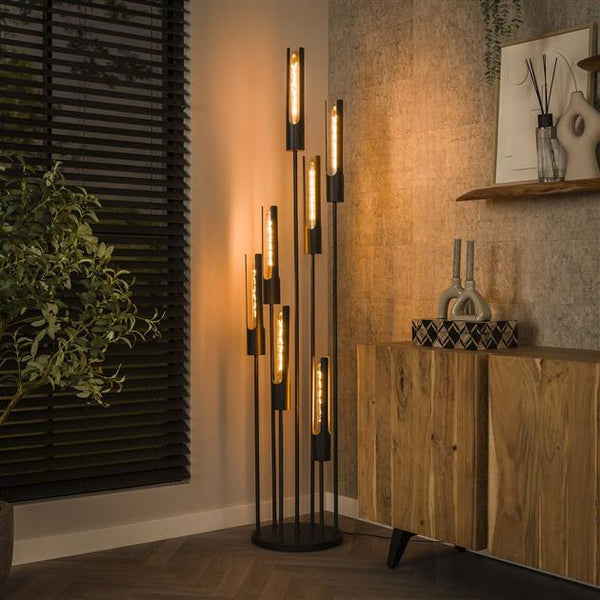 Vloerlamp 7L getrapt tube / Artic zwart