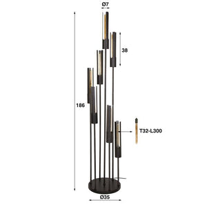 Vloerlamp 7L getrapt tube / Artic zwart