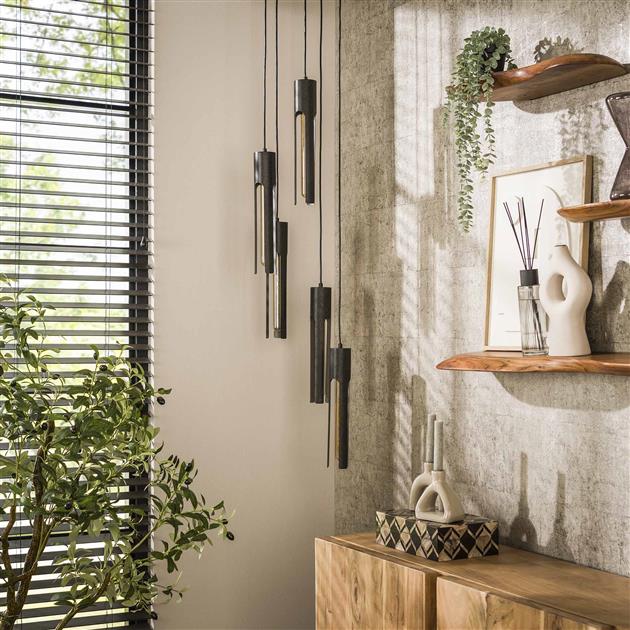 Hanglamp 5L getrapt tube / Artic zwart