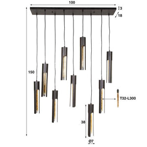 Hanglamp 5+4 tube / Artic zwart