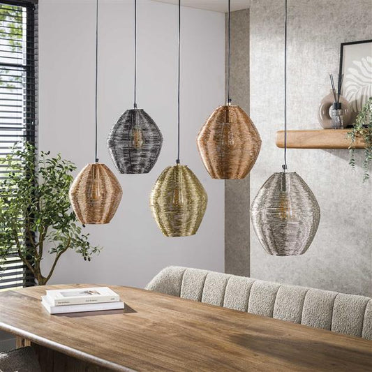 Hanglamp 5L web mix / Mat nikkel mix color