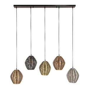Hanglamp 5L web mix / Mat nikkel mix color