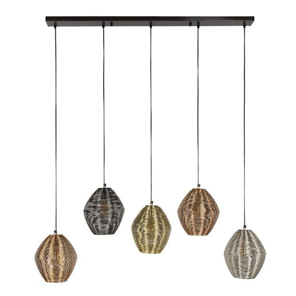 Hanglamp 5L web mix / Mat nikkel mix color