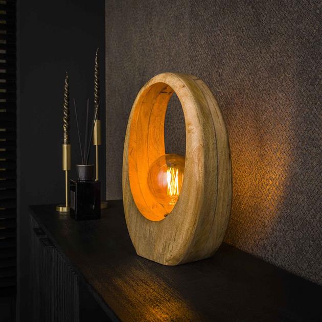 Tafellamp 1L Arch wood L / Massief mango naturel (Magazijn sale)