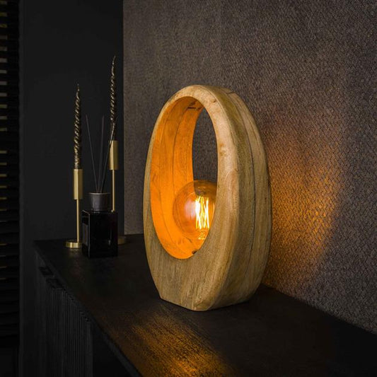Tafellamp 1L Arch wood L / Massief mango naturel (Magazijn sale)