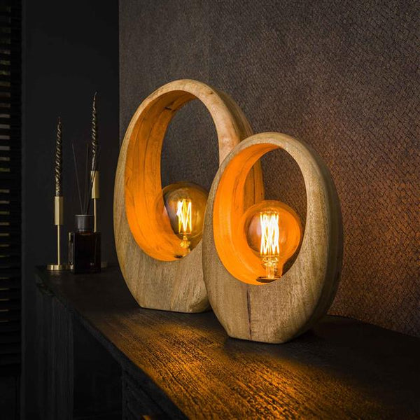 Tafellamp 1L Arch wood L / Massief mango naturel (Magazijn sale)