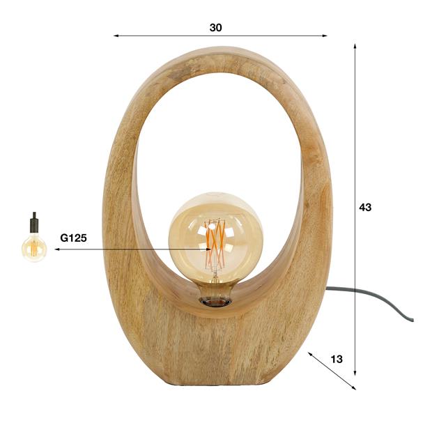 Tafellamp 1L Arch wood L / Massief mango naturel (Magazijn sale)