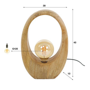 Tafellamp 1L Arch wood L / Massief mango naturel (Magazijn sale)