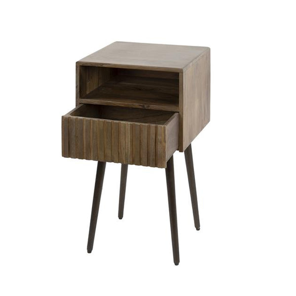 Nachtkastje Carve 1 lade  / Massief acacia drift brown