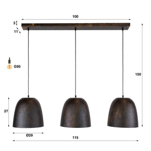 Hanglamp Nova 3-lichts / Smoked brown