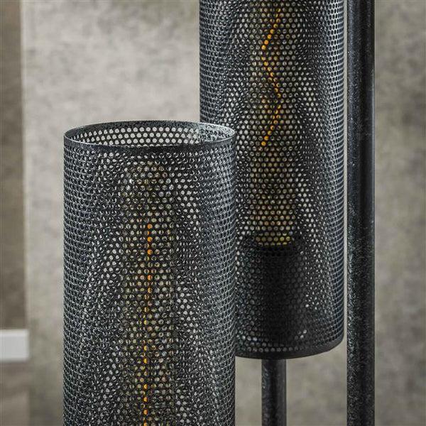 Vloerlamp 5L getrapt tube mesh / Artic zwart
