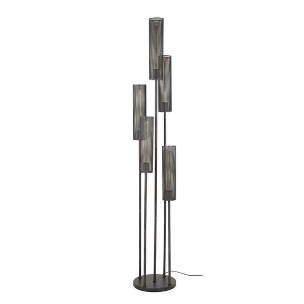 Vloerlamp 5L getrapt tube mesh / Artic zwart