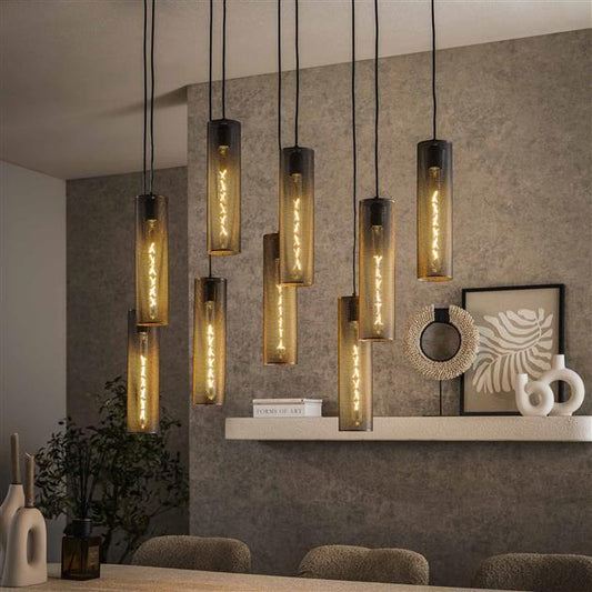 Hanglamp 5+4 tube mesh / Artic zwart (Magazijn sale)