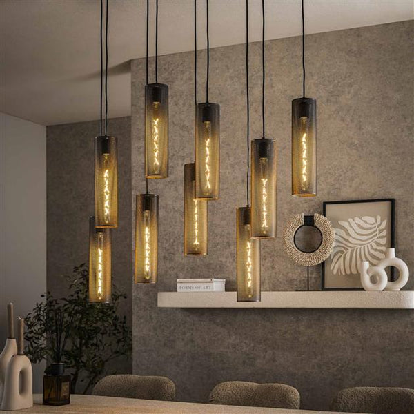 Hanglamp 5+4 tube mesh / Artic zwart (Magazijn sale)